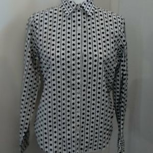 Jones New York black and white polka dot blouse